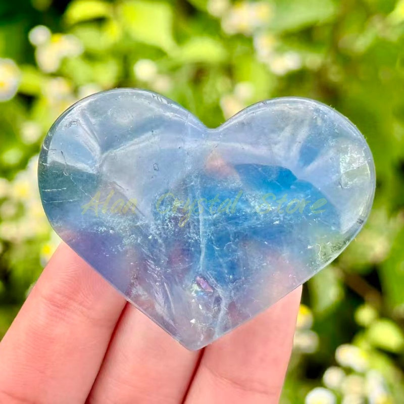 Natural Blue Fluorite Heart.