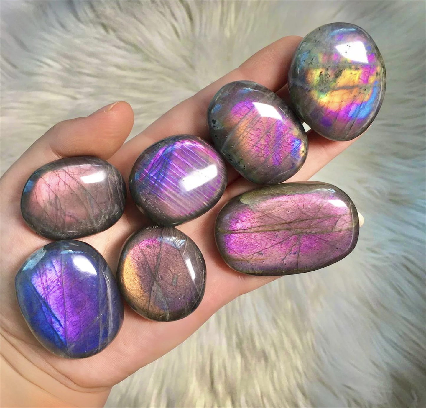 Natural Labradorite Palm Stone,High Quality Labradorite Worry Stone.1PC