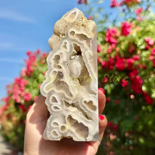 Druzy Moss Agate Tower
