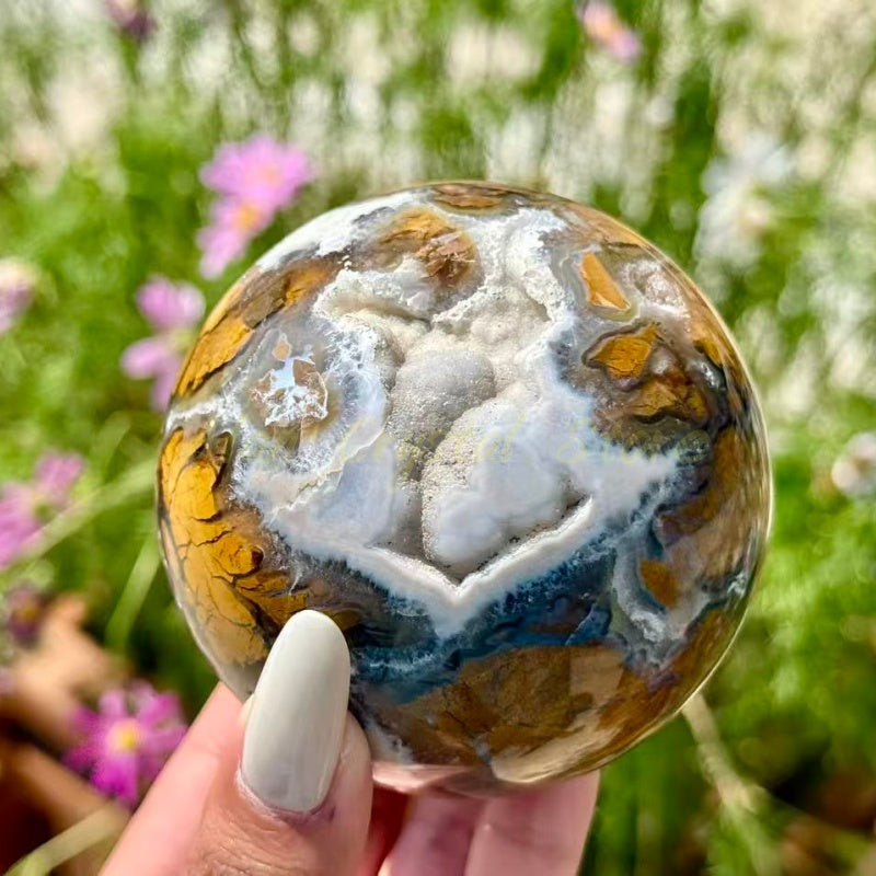 Yellow Stripe Agate Sphere
