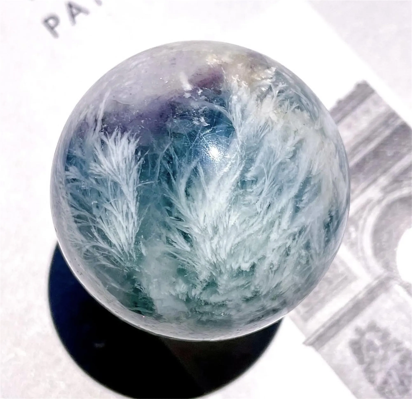 Natural Feather Fluorite Sphere,High Quality Ball.