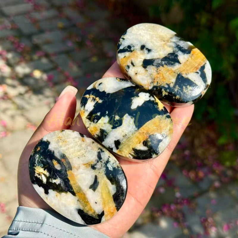 Yellow Tourmaline Mica Palm Stone