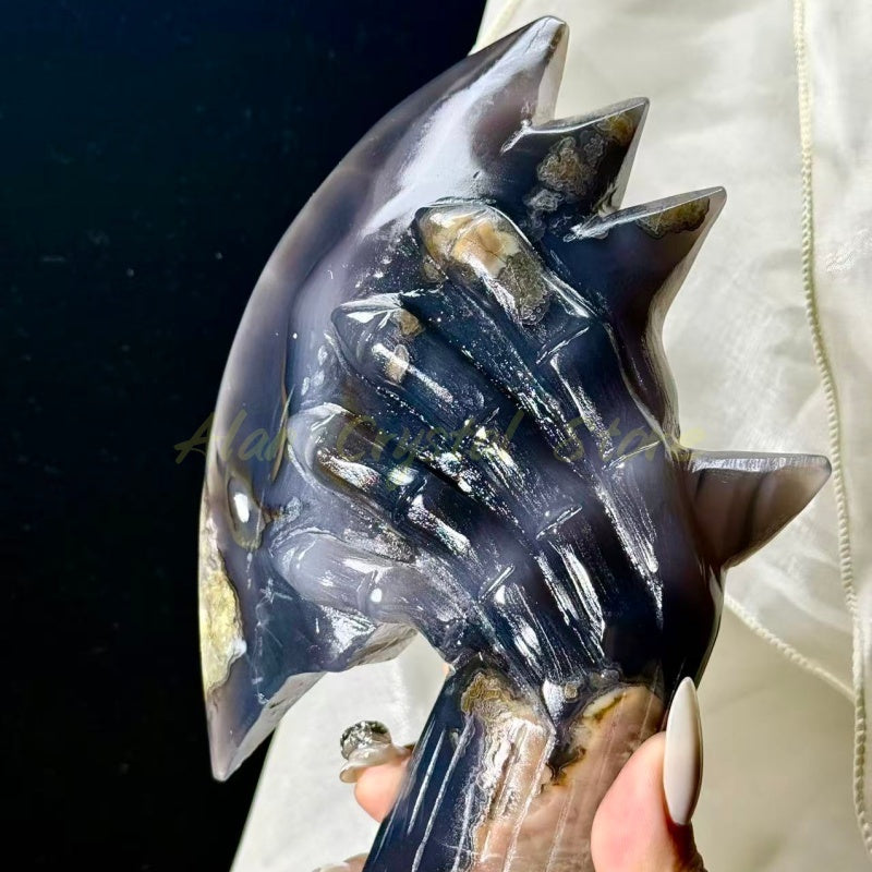 Volcano Agate Axe Carving