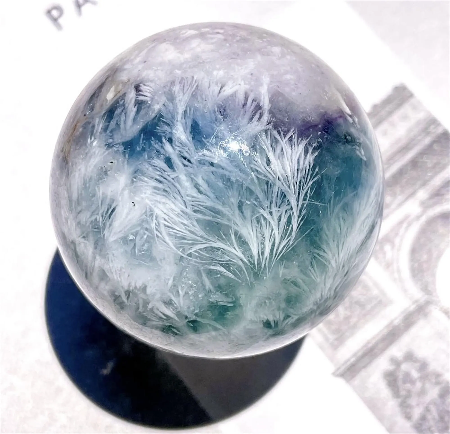 Natural Feather Fluorite Sphere,High Quality Ball.