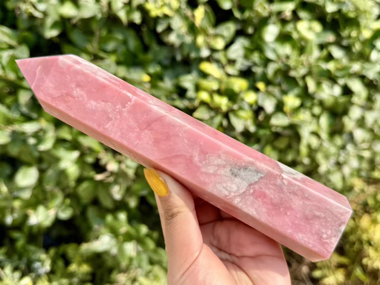 Natural Pink Opal Tower,Hand Carved Obelisk.1PC
