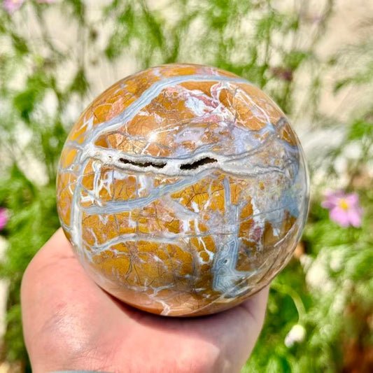 Yellow Stripe Agate Sphere