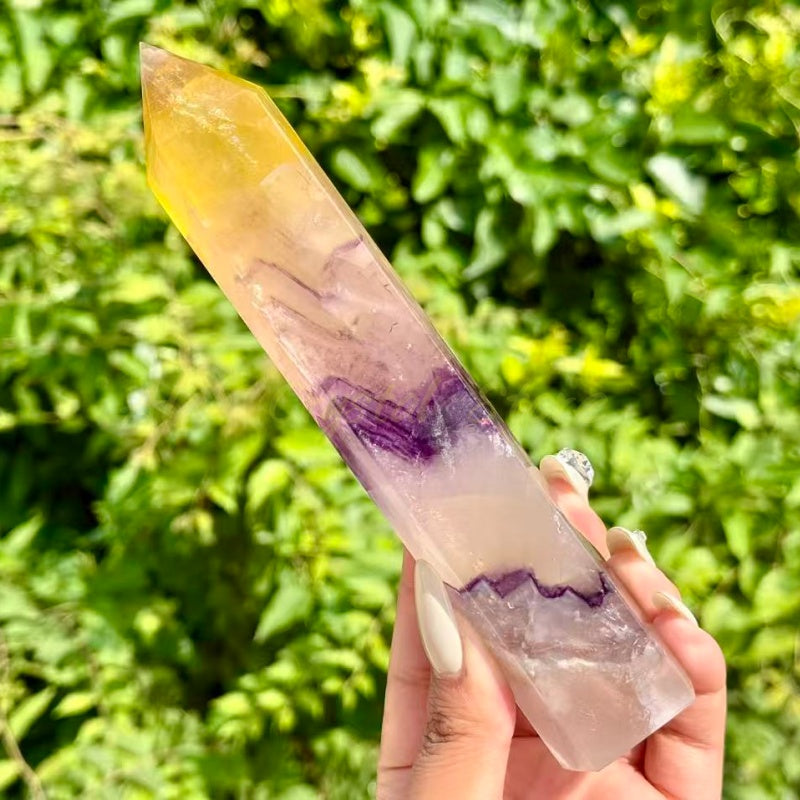 Yellow Colorful Fluorite Big Tower