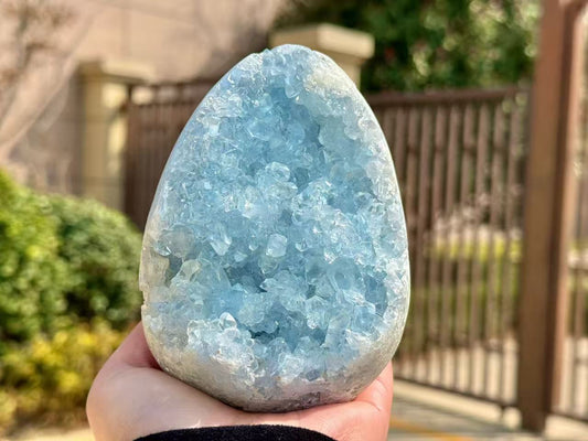 Natural Blue Celestite Crystal Cluster,Raw Geode,Rough Blue Celestine Crystal Egg,Reiki healing,Energy Crystal,Home Decor
