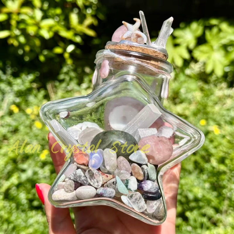 Natural Rose Quartz Heart Magic Bottle.Handmade Crystal Gift.