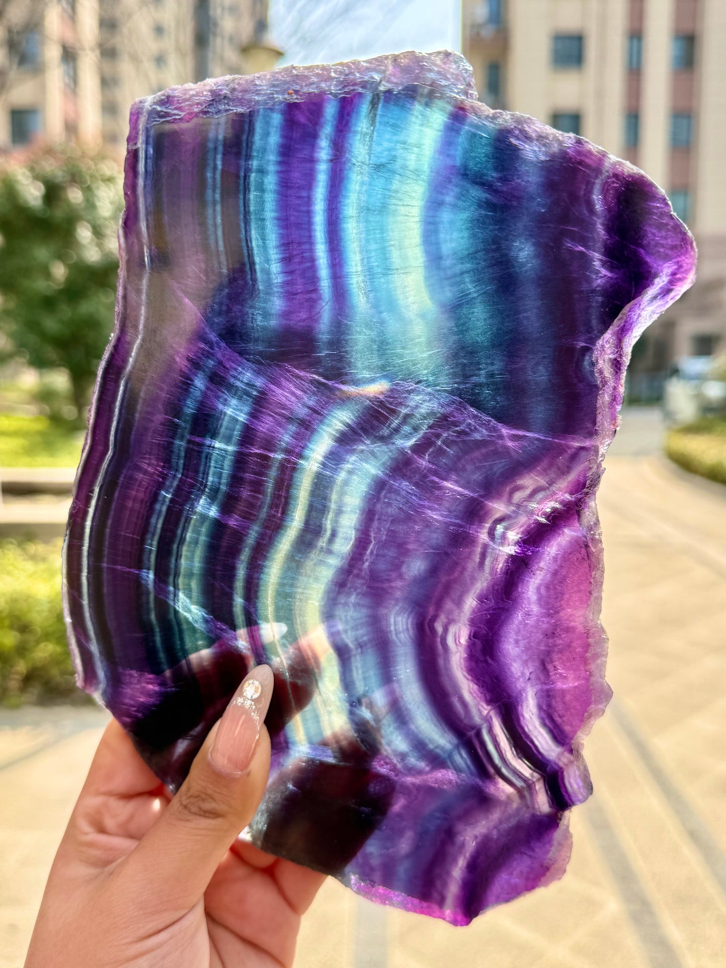 Natural Rainbow Fluorite Section