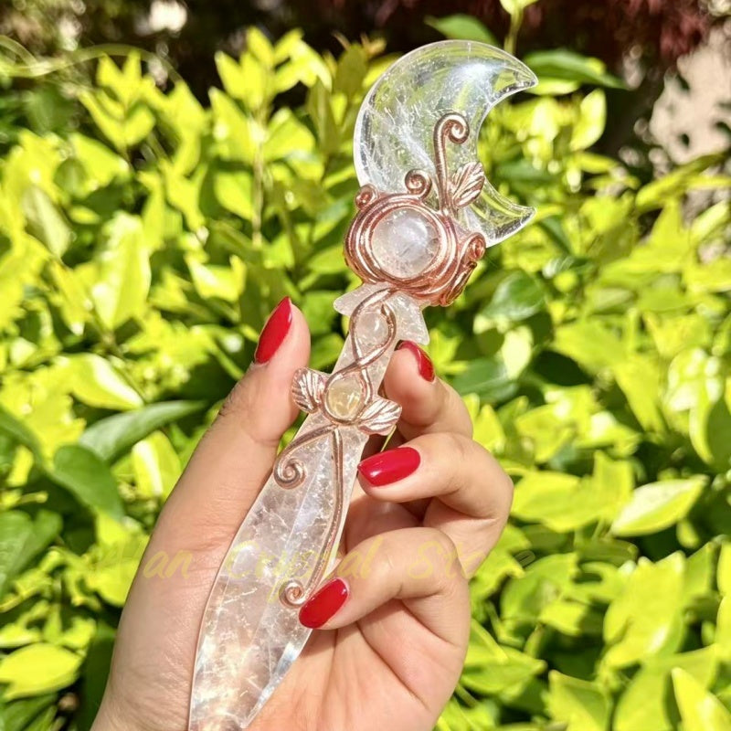 Handmade Natural Crystal Quartz Dagger,Energy Crystal Knife