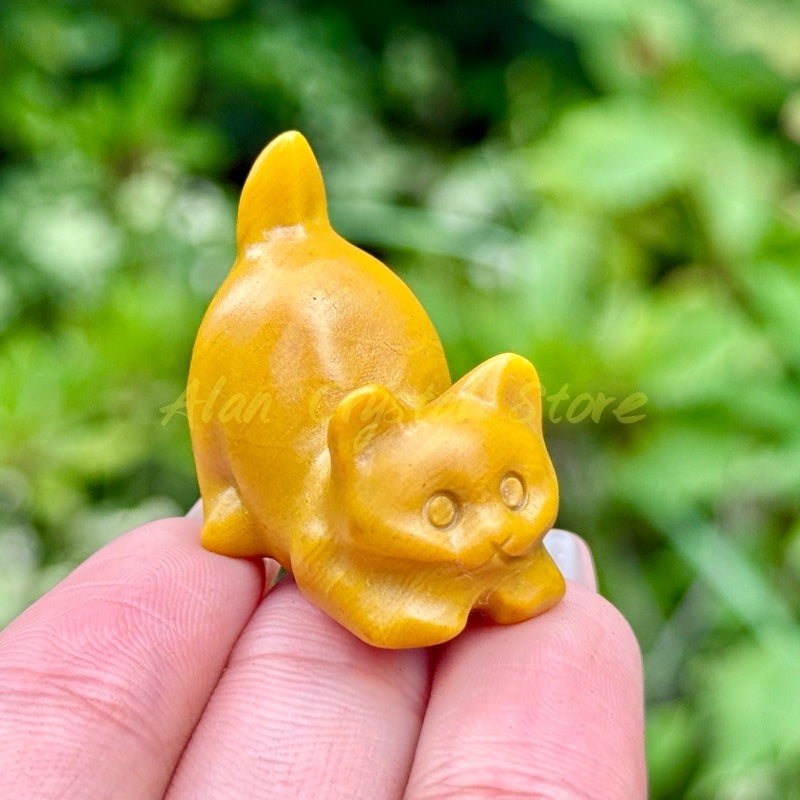 Natural Crystal Quartz Cat Carving.10PCS
