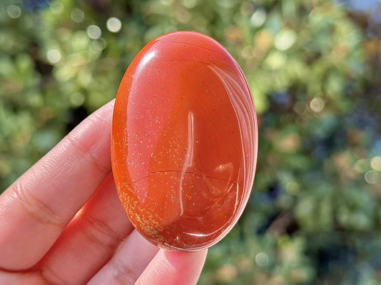 Natural Red Jasper Palm Stone,Crystal quartz Worry Stone.1PC