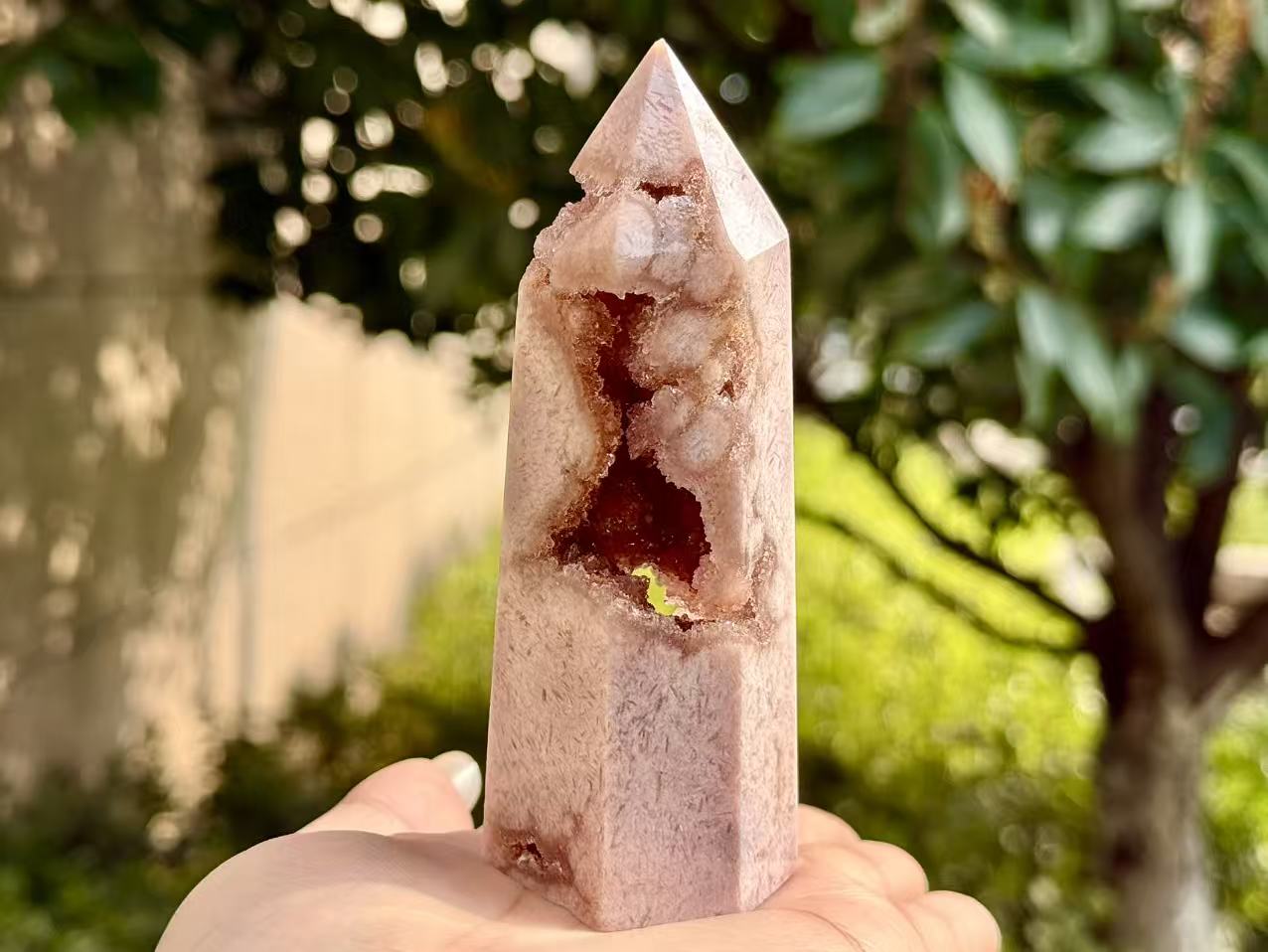 100g+ Natural Pink Purple Sakura Agate Tower,High quality Agate Geode Obelisk.
