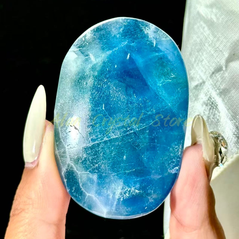 Natural Blue fluorite Palm Stone.
