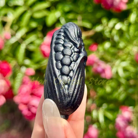 Black Obsidian Corn Carving