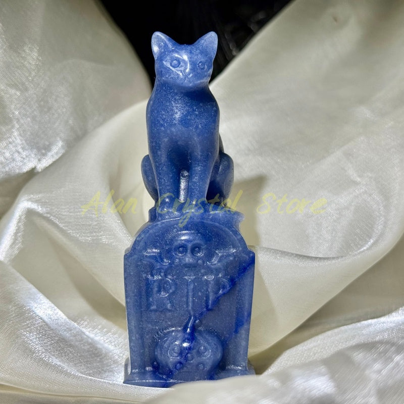 Natural Blue Aventurine Coffin Cat 1PC