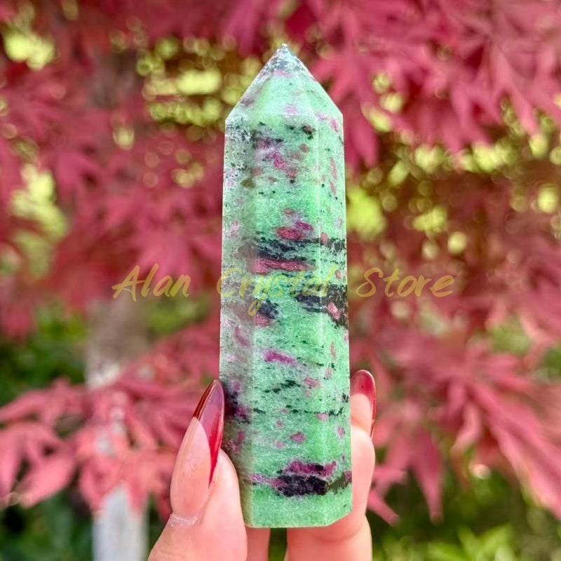 9CM+ Natural Zoisite Obelisk Carving.1PC