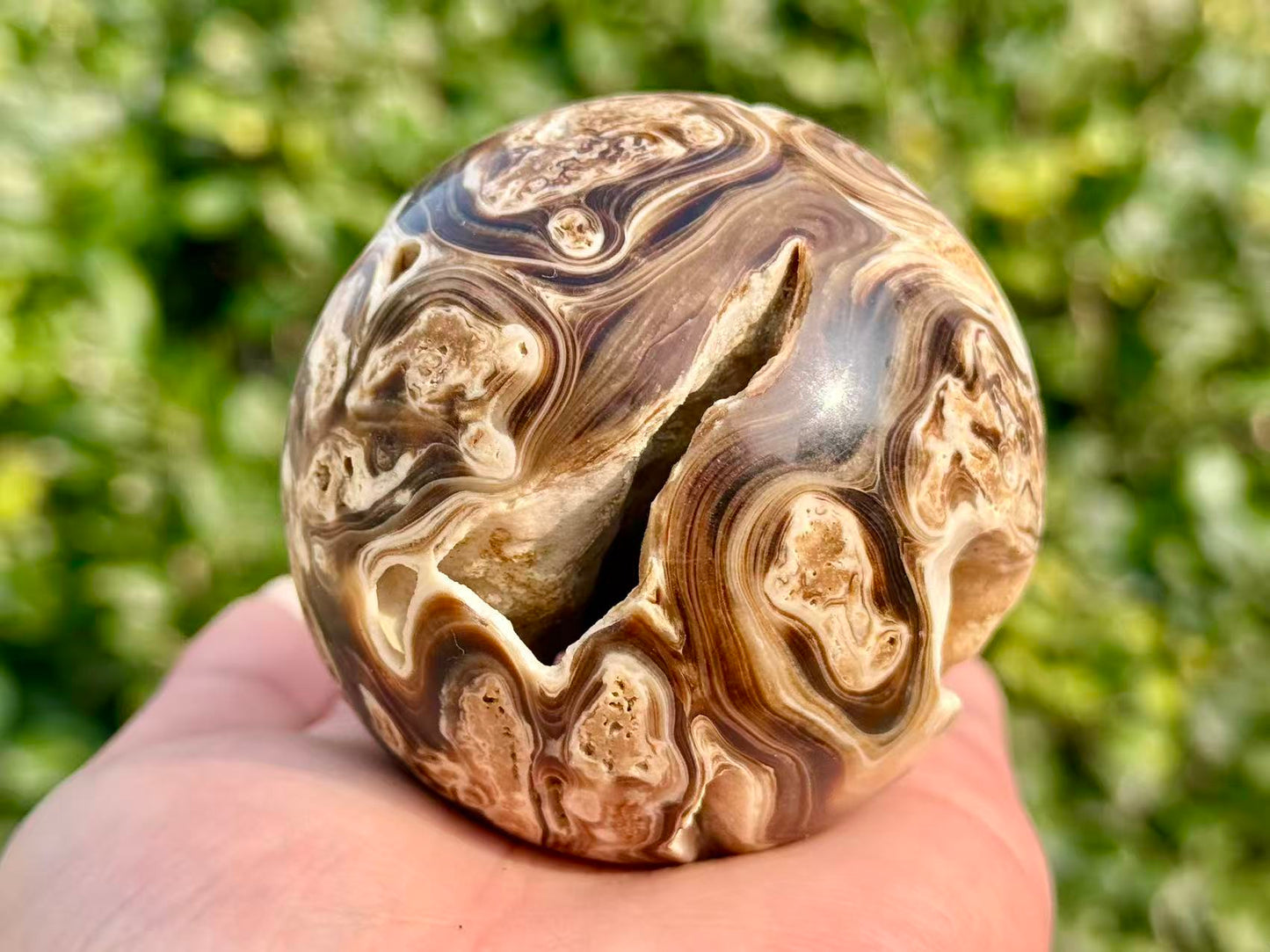 Natural Amber Calcite Sphere，High Quality Hand Carved Ball.