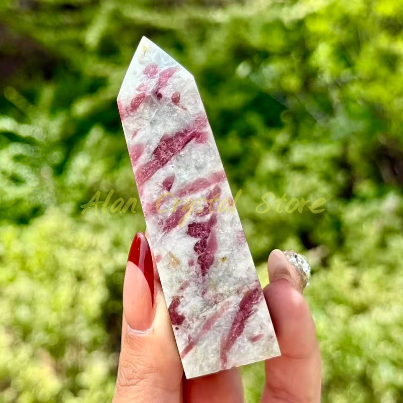 Natural Plum Tourmaline Tower Carving.1PC