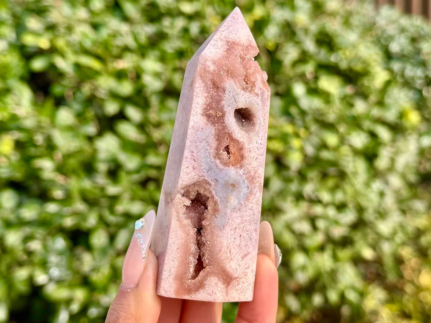 100g+ Natural Pink Purple Sakura Agate Tower,High quality Agate Geode Obelisk.