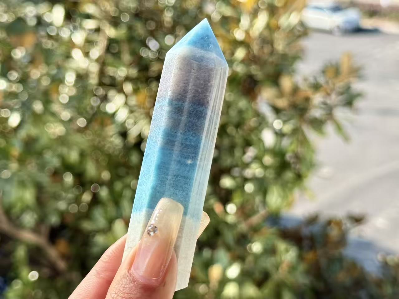 Natural Trolleite Hnad Carved Obelisk,Crystal Quartz Tower.