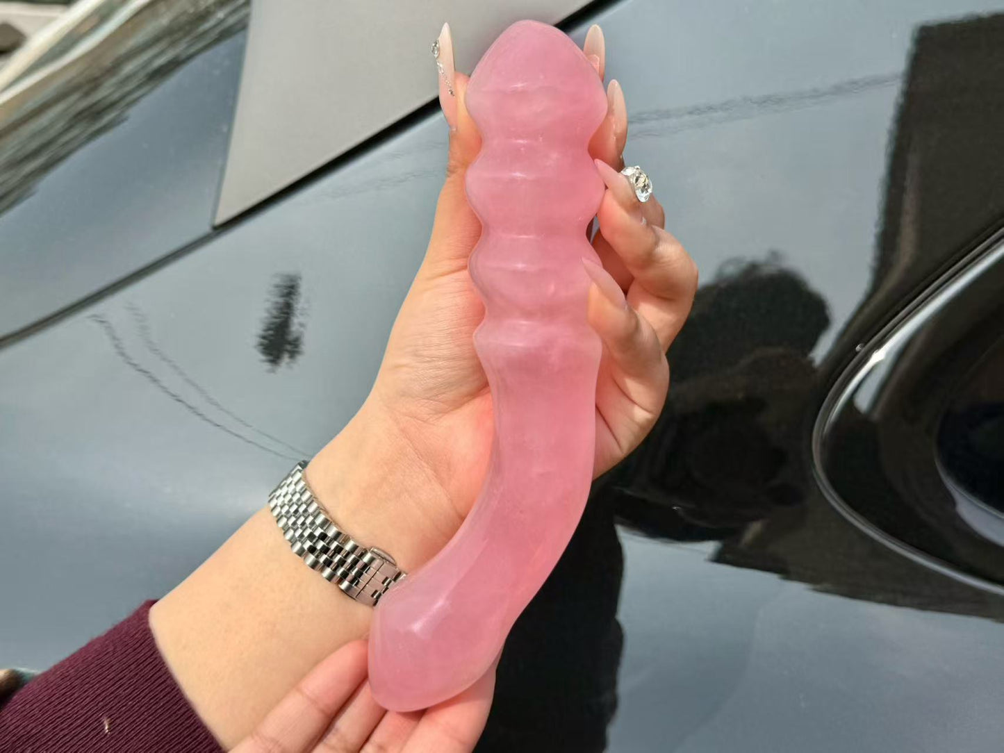 7"Natural Rose Quartz Massage Wand,Crystal Quartz Stick,High Quality Pink Gemstone Massage Wand,Quartz Healing Gemstone Gift for Woman