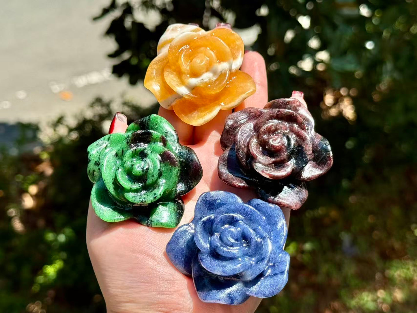 Natural Crystal quartz Hnad Carved Rose,gift for her 1PC
