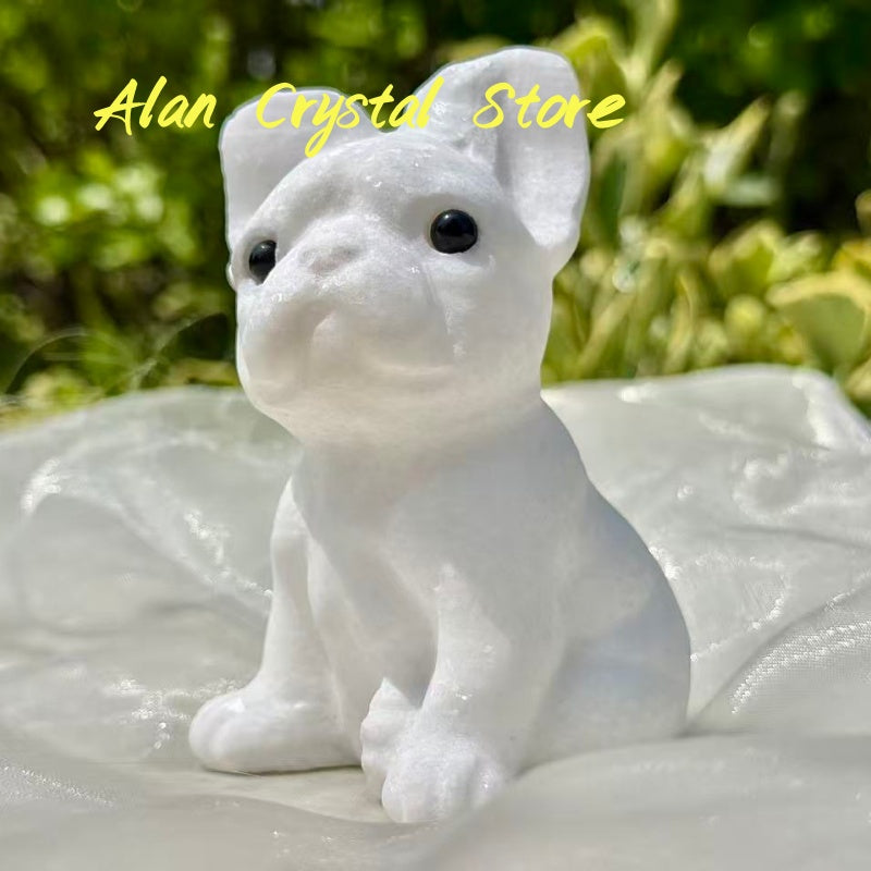 White Jade French Bulldog Big Carving