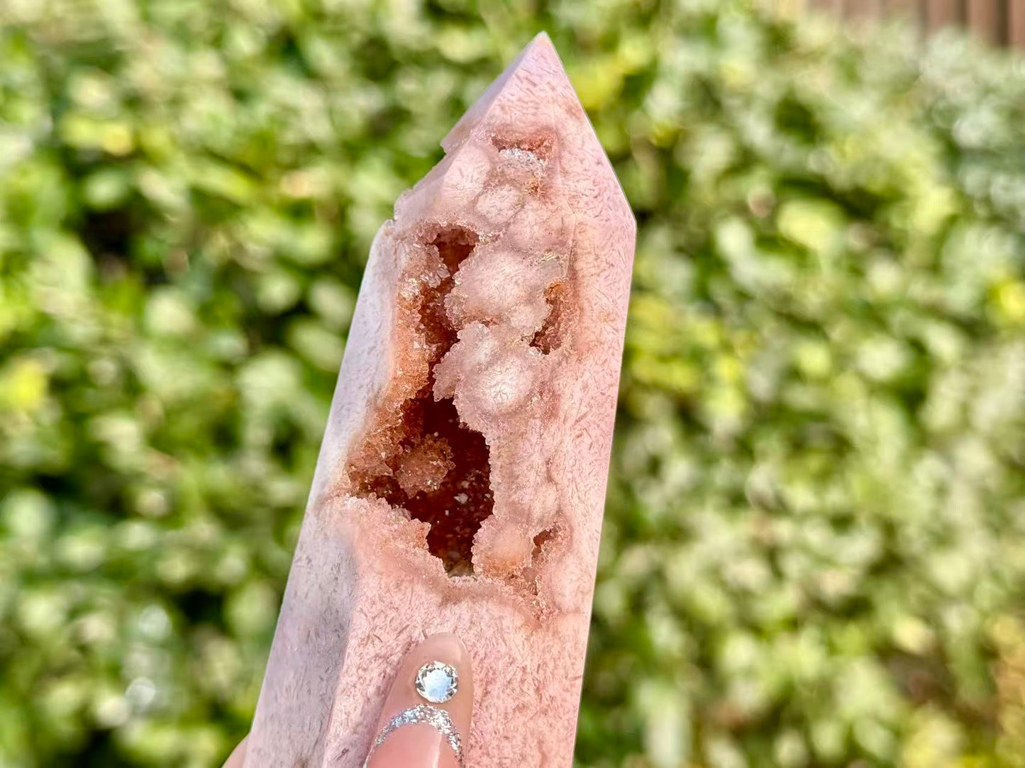 100g+ Natural Pink Purple Sakura Agate Tower,High quality Agate Geode Obelisk.