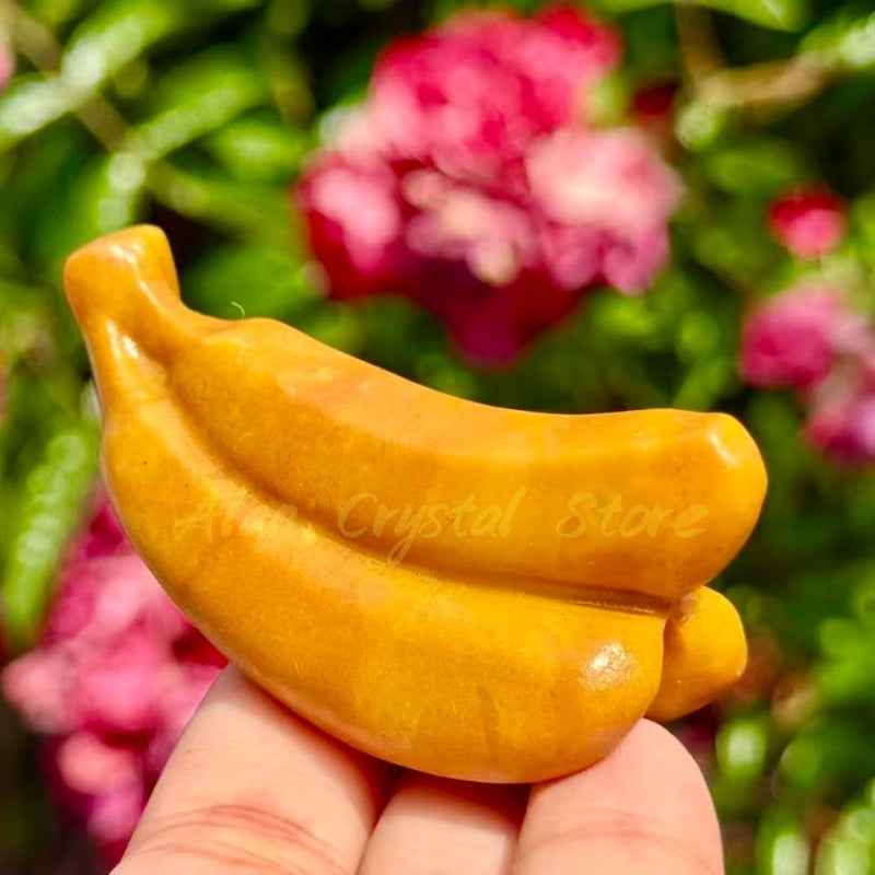 Yellow Jade Banana Carving