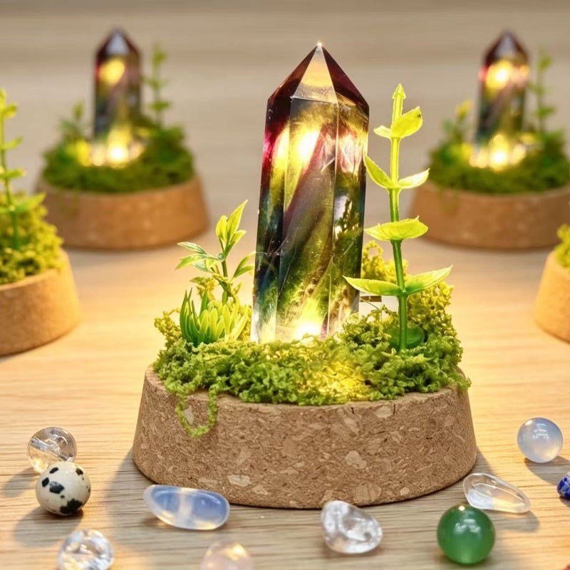 Natural Rainbow Fluorite Night Lamp.Mushroom Night Light.