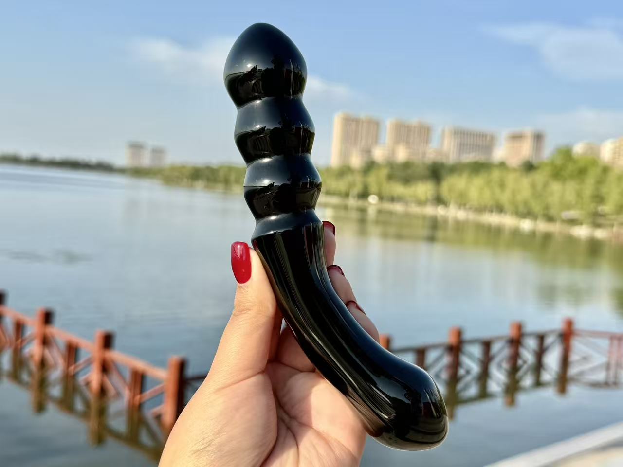 7"+ Natural Obsidian Hand Carved Massage Stick,Crystal Quartz Stick,High Quality Pink Gemstone Massage Wand,Quartz Healing Gemstone Gift for Woman