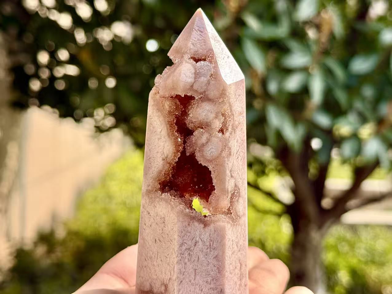 100g+ Natural Pink Purple Sakura Agate Tower,High quality Agate Geode Obelisk.