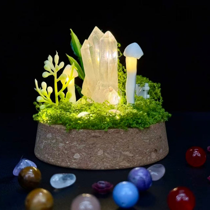 Natural Clear Quartz Cluster Night Light.