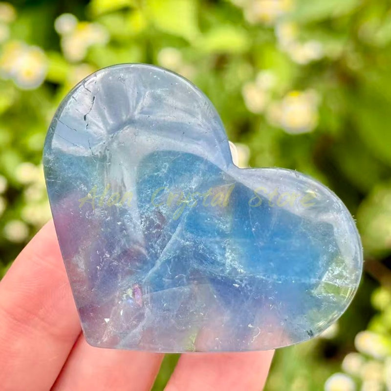 Natural Blue Fluorite Heart.
