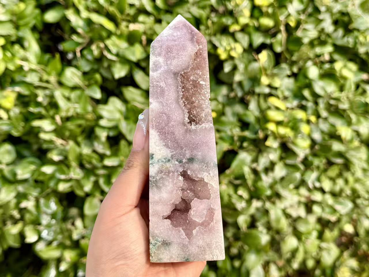 100g+ Natural Pink Purple Sakura Agate Tower,High quality Agate Geode Obelisk.