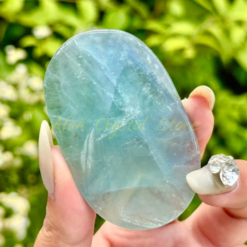 Natural Blue fluorite Palm Stone.
