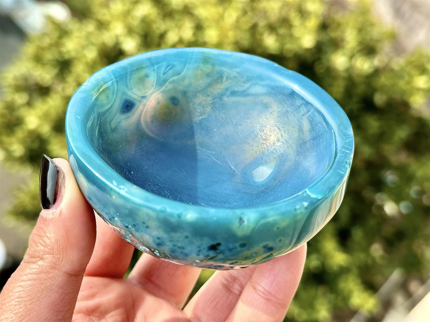 3 inches+ Rainbow Agate Bowl.Hand Carved Bowl.