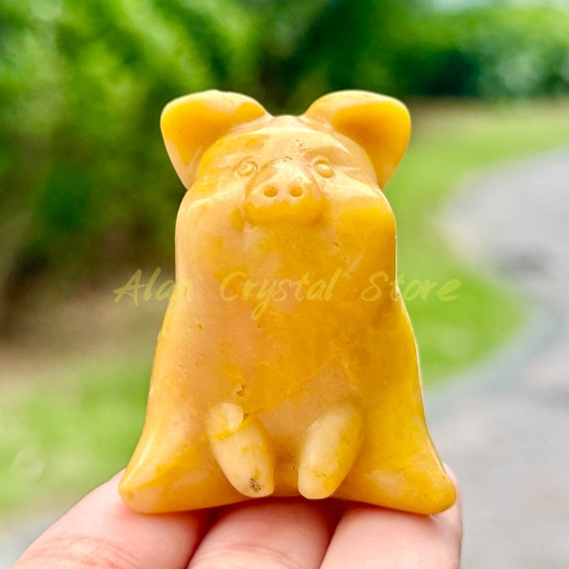 Natural Yellow Jade Pig Carving.1PC