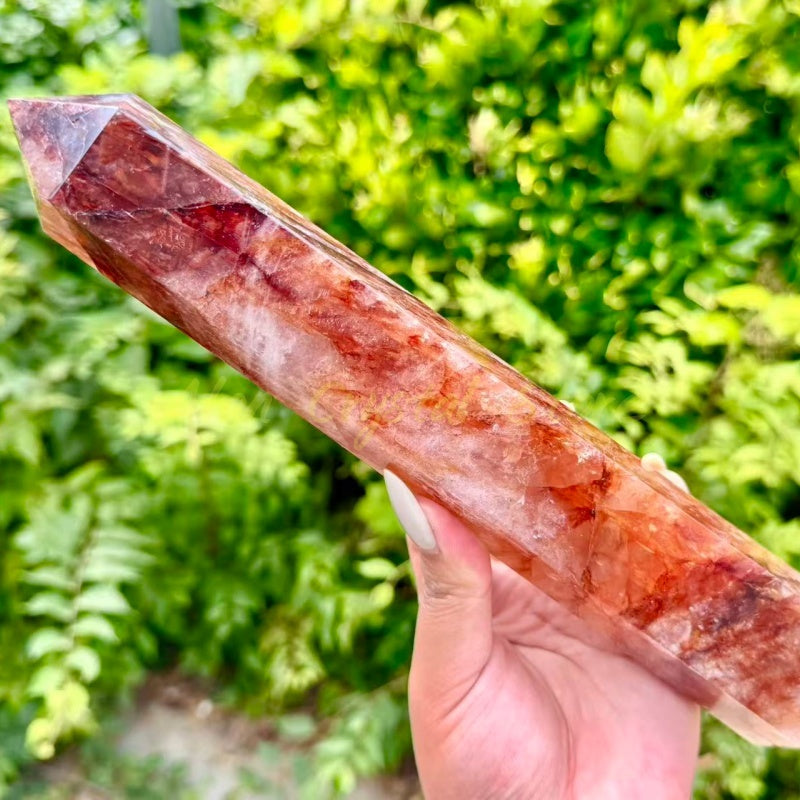 Natural Red fire Quartz Tower,large size crystal Tower.