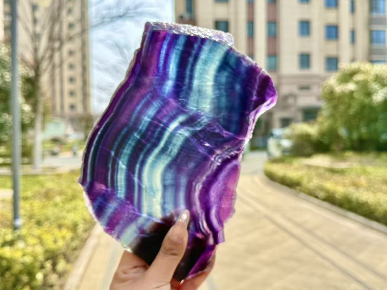 Natural Rainbow Fluorite Section