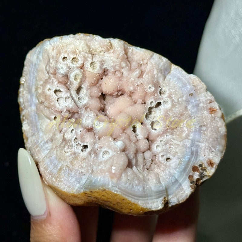 Natural Pink Purple Agate Geode Specimen.