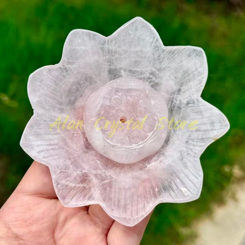 Natural Rose Quartz Lotus Base 1PC