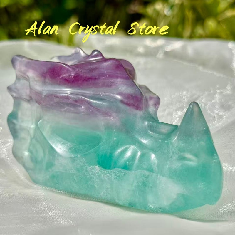 Fluorite Dragon Head Big Carving