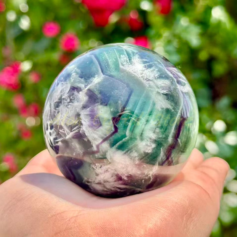 Feather Fluorite Sphere