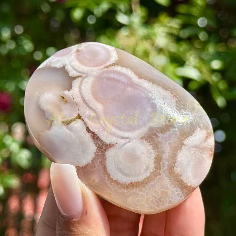 Cherry Blossom Agate Palm Stone