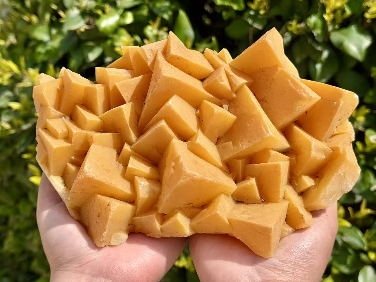 Large Natural Orange Calcite Crystal Cluster, Rare Geometric Calcite Mineral Specimen, Raw Crystal Home Decor