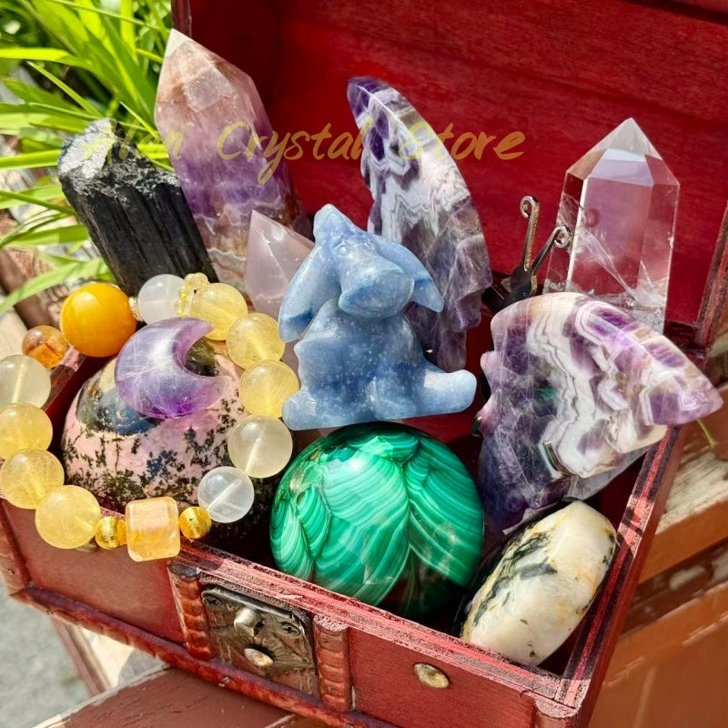 Curated Crystal Box,Mystery Crystal Box,Handpicked Crystal Set,Reiki Meditation Decor,Metaphysical Gift