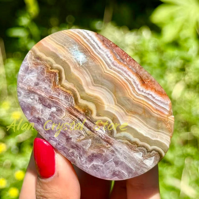 Natural Amethyst agate Palm Stone.1PC